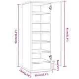 Schoenenkast 32x35x92 cm bewerkt hout grijs sonoma eikenkleurig - AllerleiShop