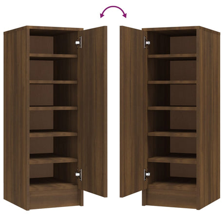 Schoenenkast 32x35x92 cm bewerkt hout bruin eikenkleur - AllerleiShop