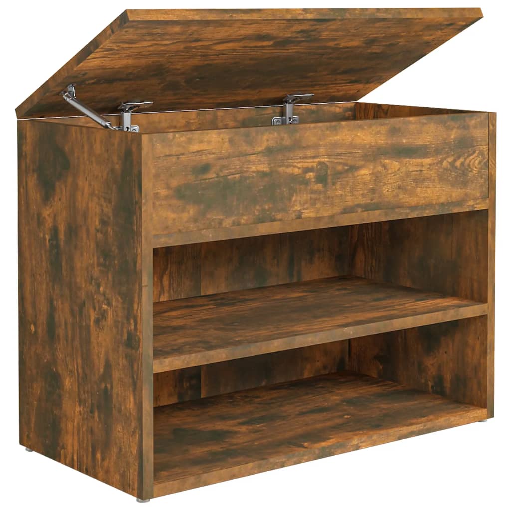 Schoenenbank 60x30x45 cm bewerkt hout gerookt eikenkleurig - AllerleiShop