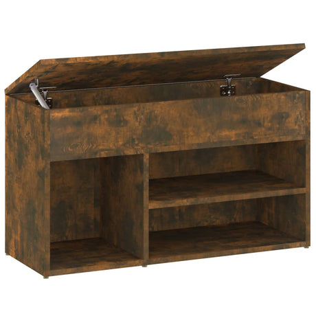 Schoenenbankje 80x30x45 cm bewerkt hout gerookt eikenkleurig - AllerleiShop