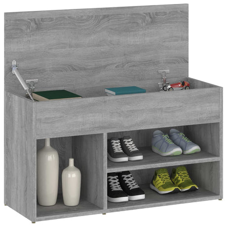 Schoenenbank 80x30x45 cm bewerkt hout grijs sonoma eikenkleurig - AllerleiShop