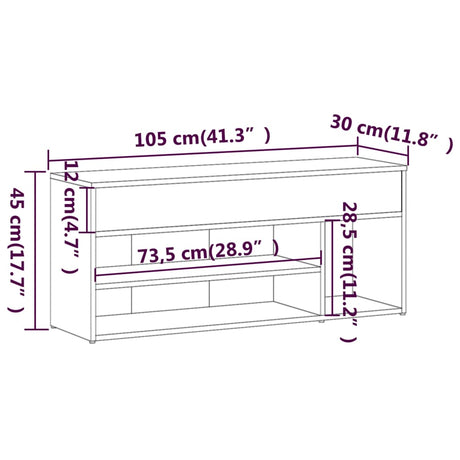 Schoenenbank 105x30x45 cm bewerkt hout gerookt eikenkleurig - AllerleiShop