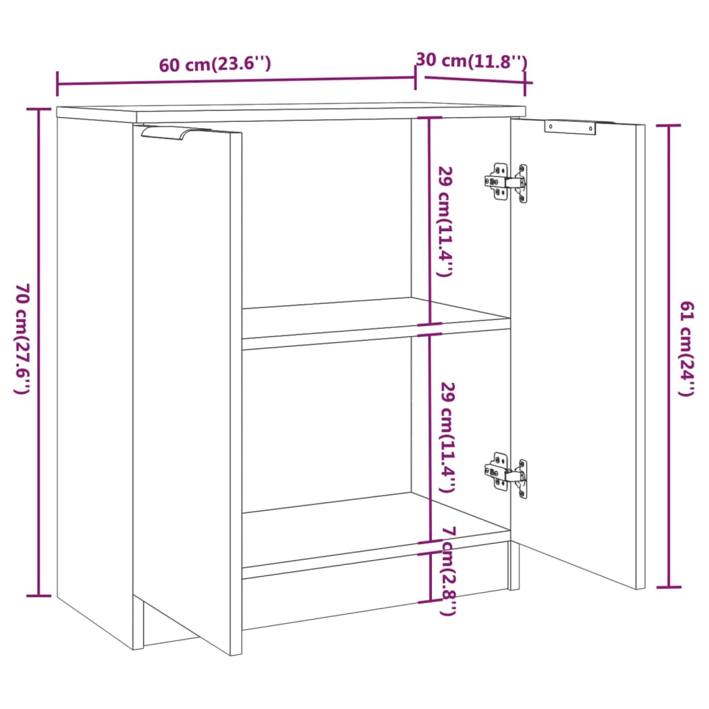 Dressoir 60x30x70 cm bewerkt hout gerookt eikenkleurig - AllerleiShop