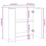 Dressoir 60x30x70 cm bewerkt hout gerookt eikenkleurig - AllerleiShop