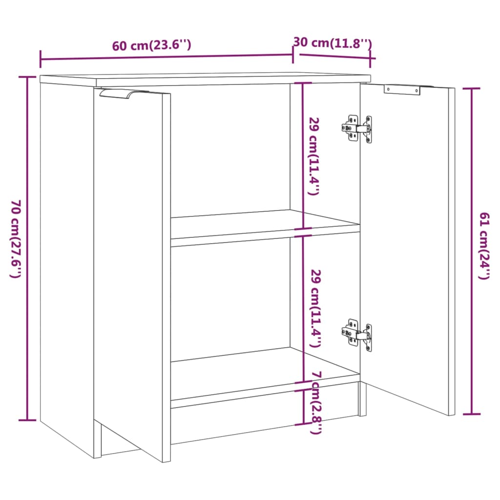 Dressoir 60x30x70 cm bewerkt hout grijs sonoma eiken - AllerleiShop