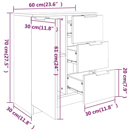 Dressoir 60x30x70 cm bewerkt hout gerookt eikenkleurig - AllerleiShop