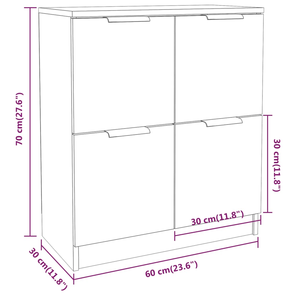 Dressoir 60x30x70 cm bewerkt hout gerookt eikenkleurig - AllerleiShop