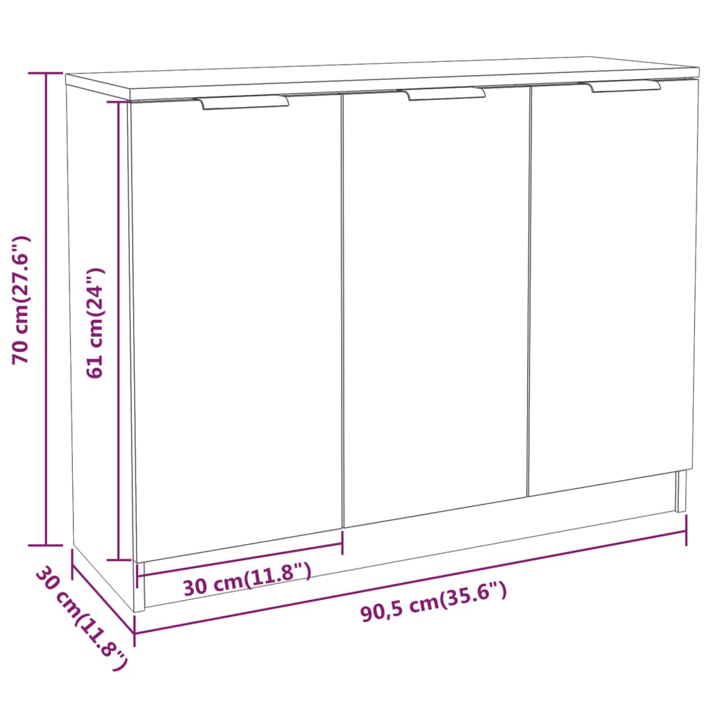 Dressoir 90,5x30x70 cm bewerkt hout gerookt eikenkleurig - AllerleiShop