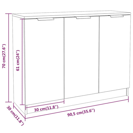 Dressoir 90,5x30x70 cm bewerkt hout gerookt eikenkleurig - AllerleiShop