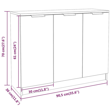 Dressoir 90,5x30x70 cm bewerkt hout bruin eikenkleur - AllerleiShop