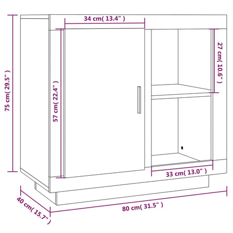 Dressoir 80x40x75 cm gerookt eikenkleurig - AllerleiShop