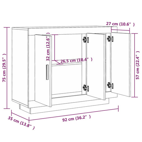 Dressoir 92x35x75 cm bewerkt hout bruin eikenkleur - AllerleiShop