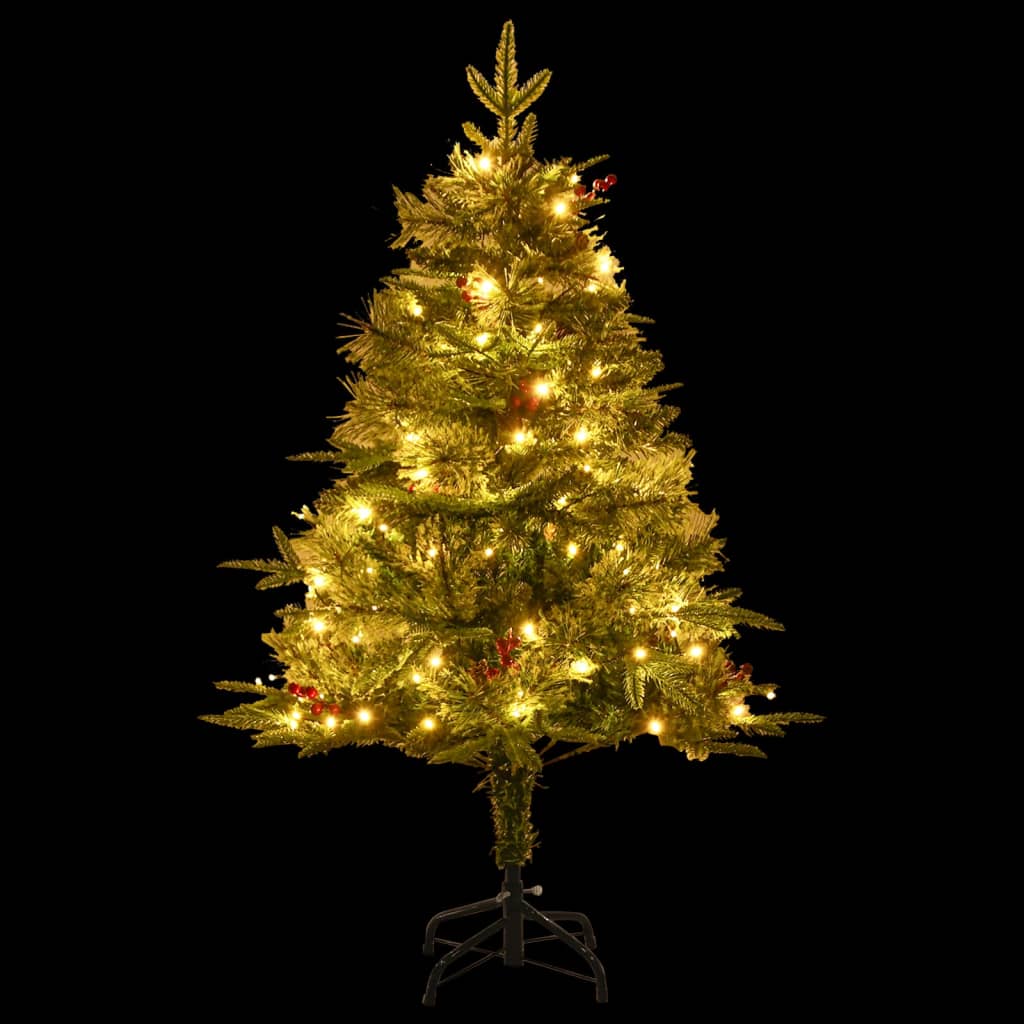 Kerstboom met LED en dennenappels 120 cm PVC en PE groen - AllerleiShop