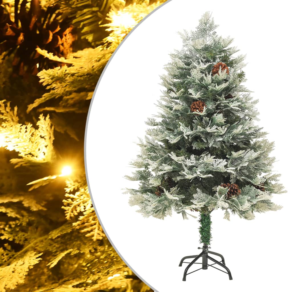 Kerstboom met LED en dennenappels 120 cm PVC en PE groen - AllerleiShop