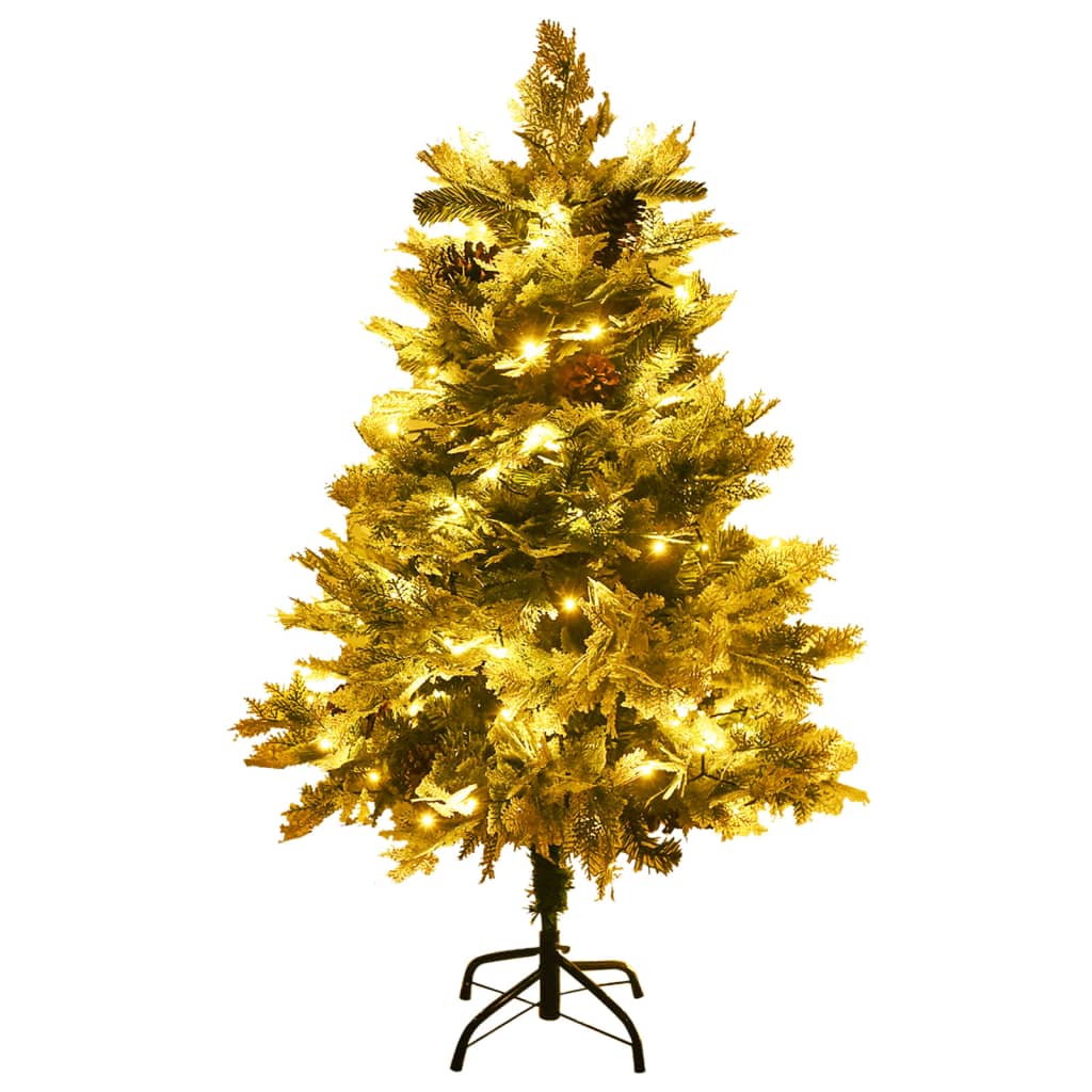 Kerstboom met LED en dennenappels 120 cm PVC en PE groen - AllerleiShop