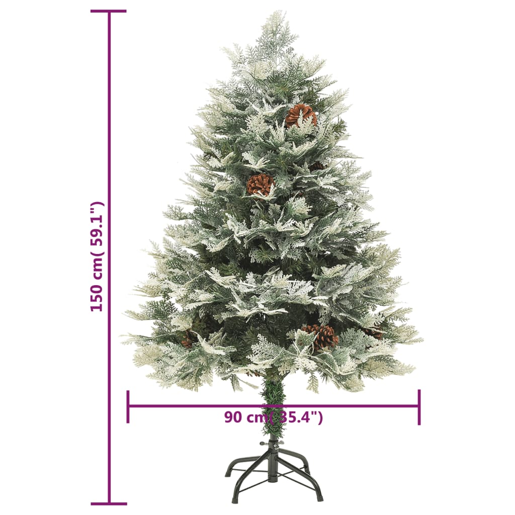 Kerstboom met LED en dennenappels 150 cm PVC en PE groen - AllerleiShop