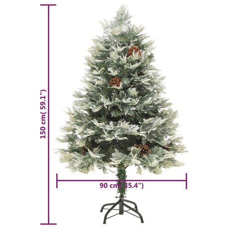 Kerstboom met LED en dennenappels 150 cm PVC en PE groen - AllerleiShop