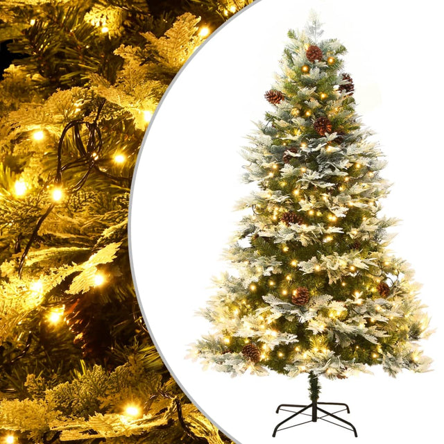 Kerstboom met LED en dennenappels 195 cm PVC en PE groen - AllerleiShop