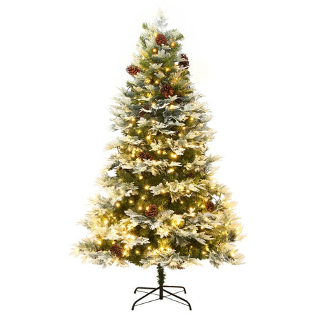 Kerstboom met LED en dennenappels 195 cm PVC en PE groen - AllerleiShop