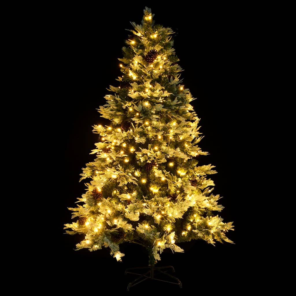 Kerstboom met LED en dennenappels 195 cm PVC en PE groen - AllerleiShop