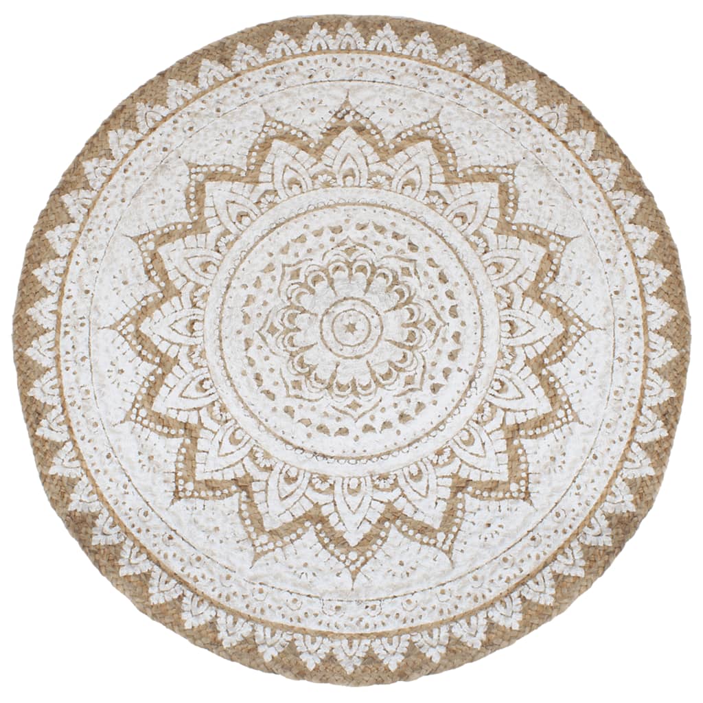 Tapijt met print rond 210 cm gevlochten jute - AllerleiShop