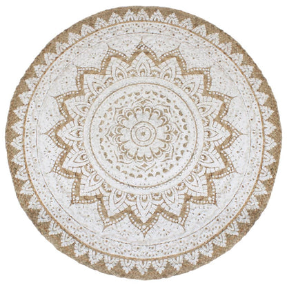 Tapijt met print rond 240 cm gevlochten jute - AllerleiShop