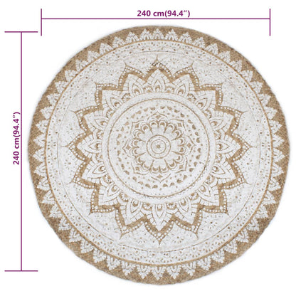 Tapijt met print rond 240 cm gevlochten jute - AllerleiShop