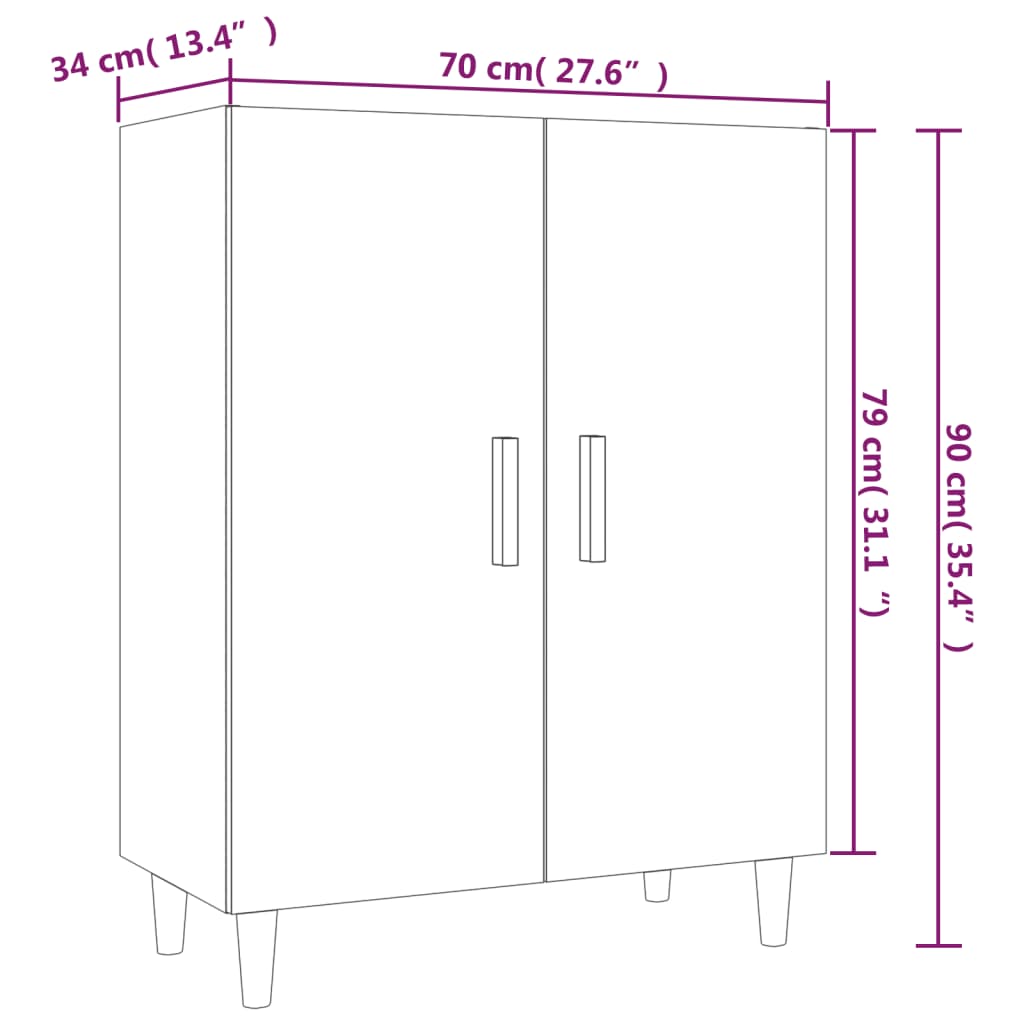 Dressoir 70x34x90 cm bewerkt hout gerookt eikenkleurig - AllerleiShop