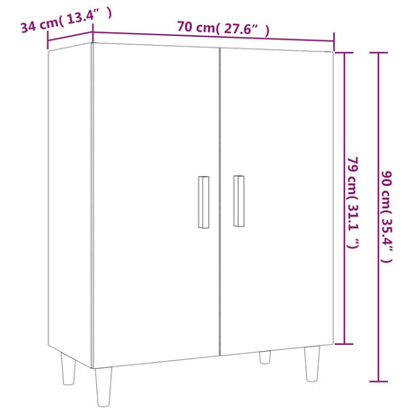 Dressoir 70x34x90 cm bewerkt hout gerookt eikenkleurig - AllerleiShop