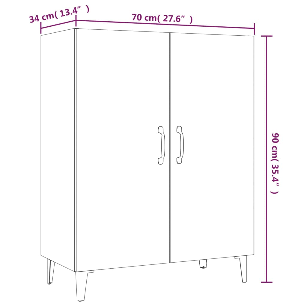 Dressoir 70x34x90 cm bewerkt hout grijs sonoma eikenkleurig - AllerleiShop