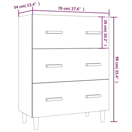 Dressoir 70x34x90 cm bewerkt hout gerookt eikenkleurig - AllerleiShop