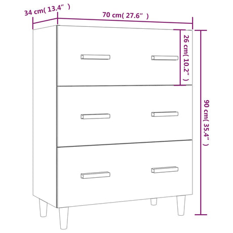 Dressoir 70x34x90 cm bewerkt hout bruin eikenkleur - AllerleiShop