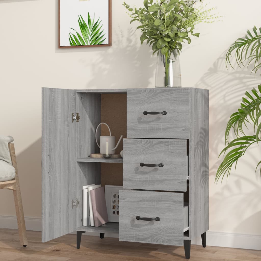 Dressoir 69,5x34x90 cm bewerkt hout grijs sonoma eikenkleurig - AllerleiShop