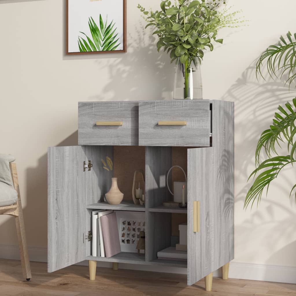 Dressoir 69,5x34x89 cm bewerkt hout grijs sonoma eikenkleurig - AllerleiShop