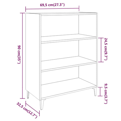 Dressoir 69,5x32,5x90 cm bewerkt hout gerookt eikenkleurig - AllerleiShop