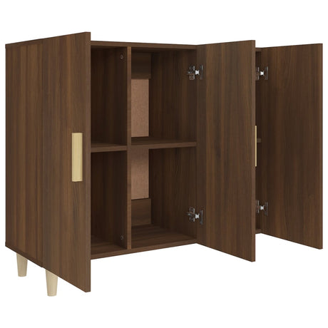 Dressoir 90x34x80 cm bewerkt hout bruin eikenkleur - AllerleiShop