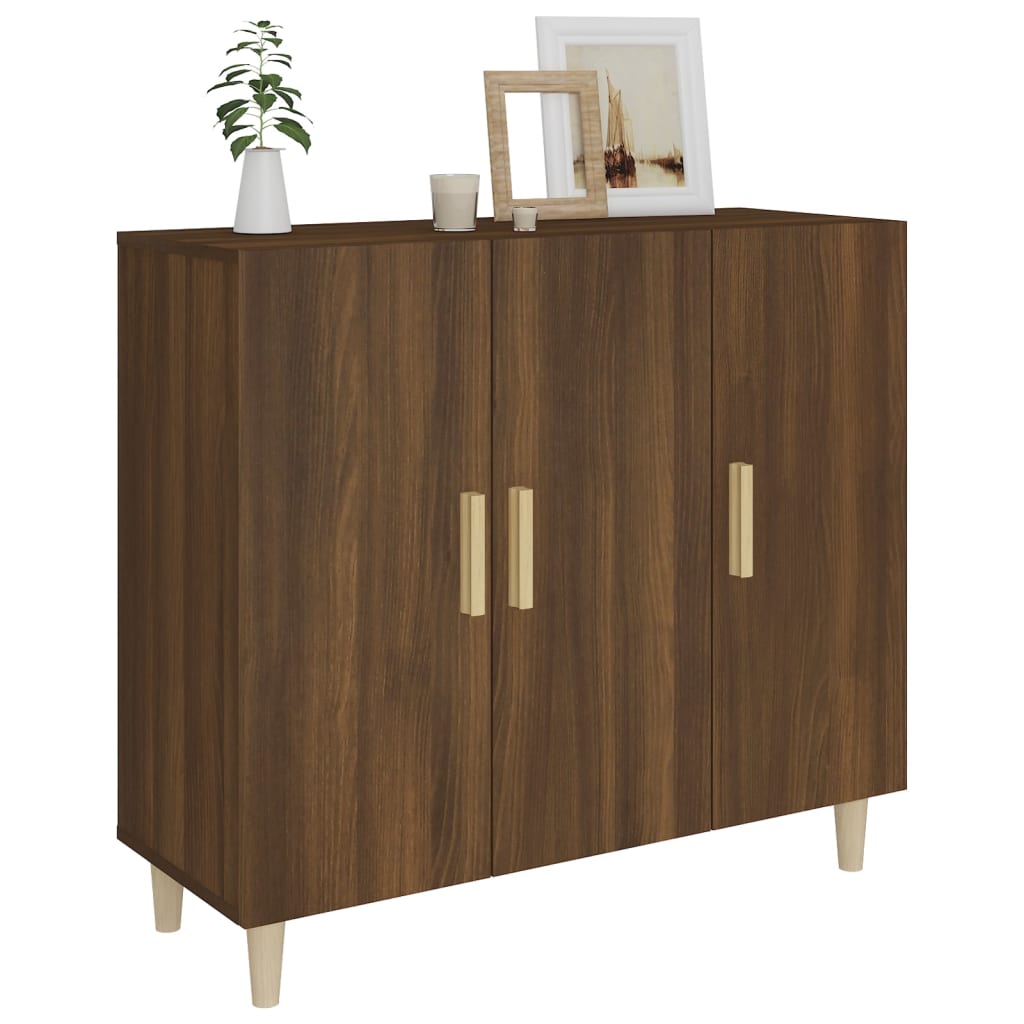 Dressoir 90x34x80 cm bewerkt hout bruin eikenkleur - AllerleiShop