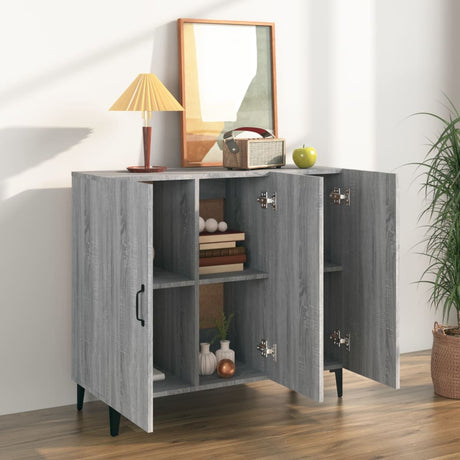 Dressoir 90x34x80 cm bewerkt hout grijs sonoma eikenkleurig - AllerleiShop