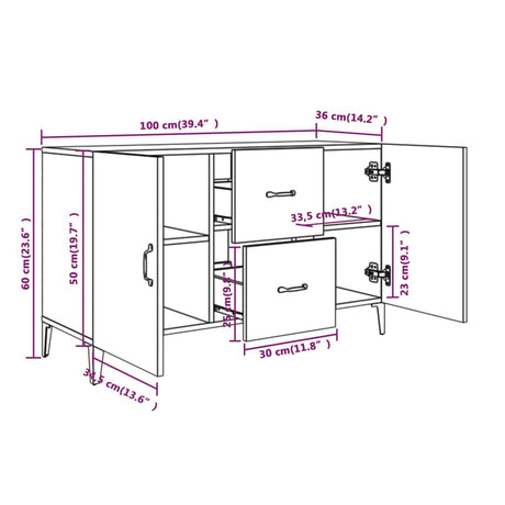 Dressoir 100x36x60 cm bewerkt hout gerookt eikenkleurig - AllerleiShop