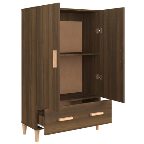 Hoge kast 70x31x115 cm bewerkt hout bruin eikenkleur - AllerleiShop