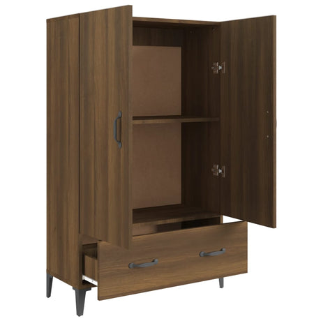 Hoge kast 70x31x115 cm bewerkt hout bruin eikenkleur - AllerleiShop