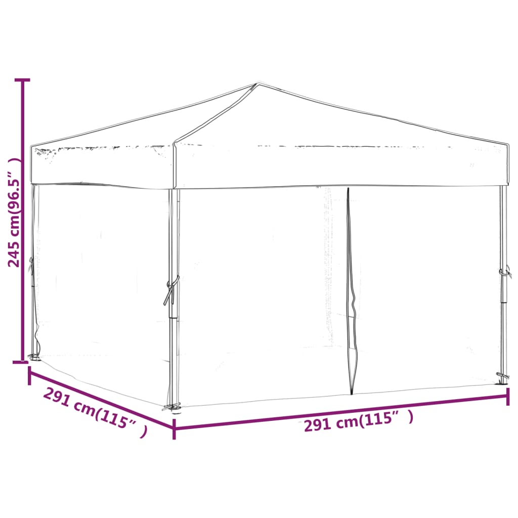 Partytent inklapbaar met zijwanden 3x3 m crèmekleurig