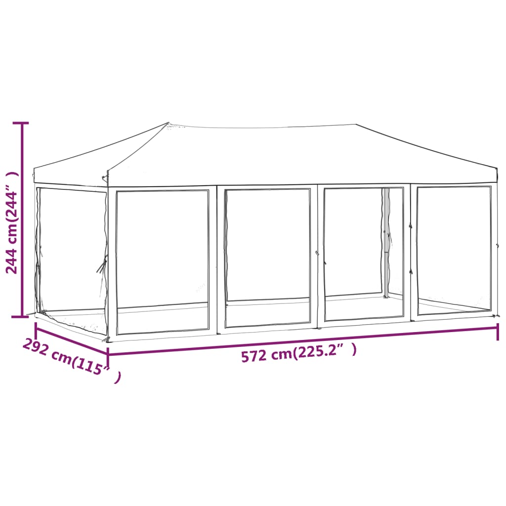 Partytent inklapbaar met zijwanden 3x6 m crèmekleurig - AllerleiShop