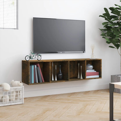 Boekenkast / tv-meubel 143x30x36 cm bewerkt hout gerookt eiken - AllerleiShop