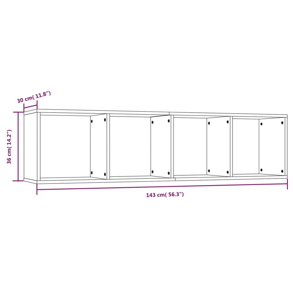 Boekenkast / tv-meubel 143x30x36 cm bewerkt hout gerookt eiken - AllerleiShop