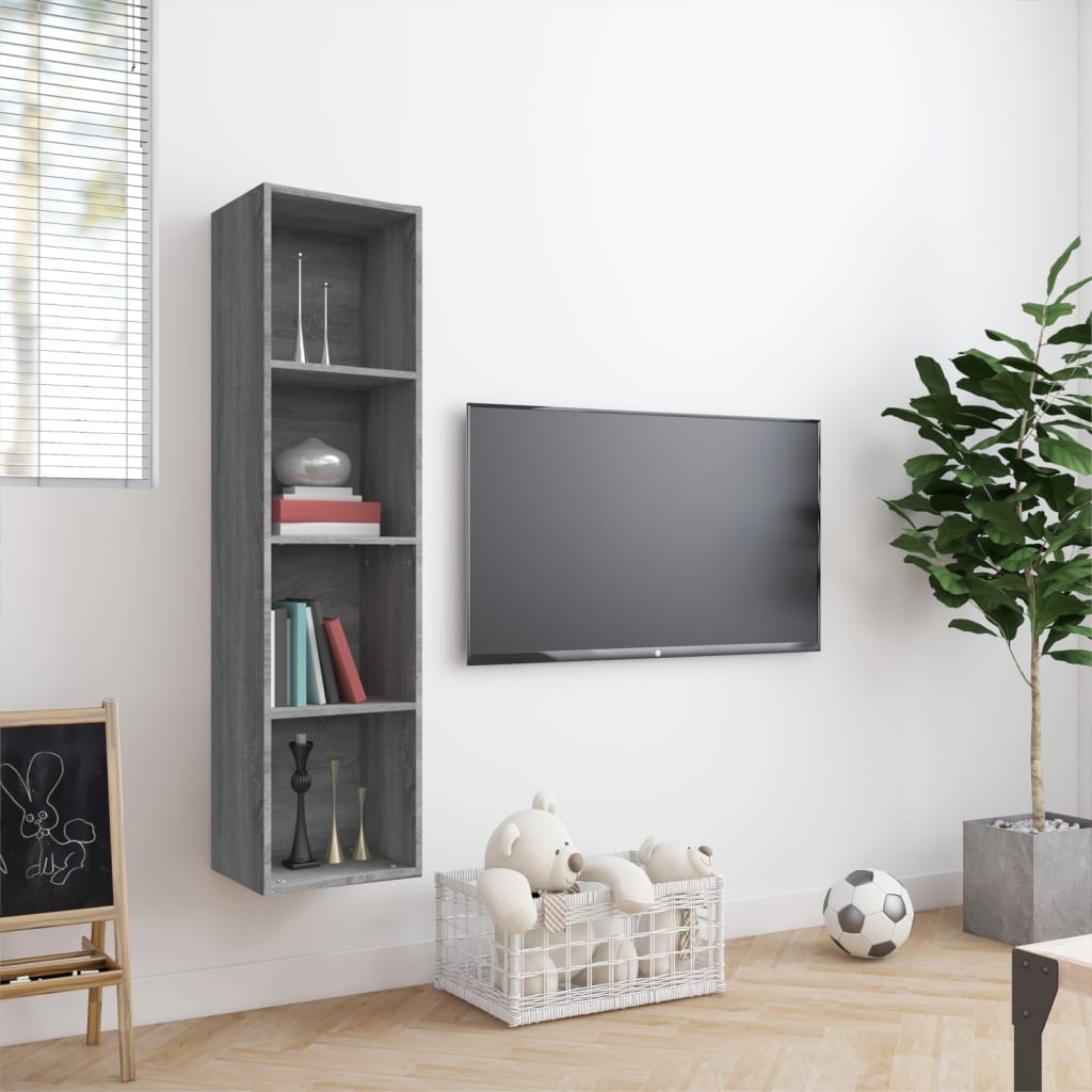 Boekenkast / tv-meubel 143x30x36 cm grijs sonoma eikenkleurig - AllerleiShop