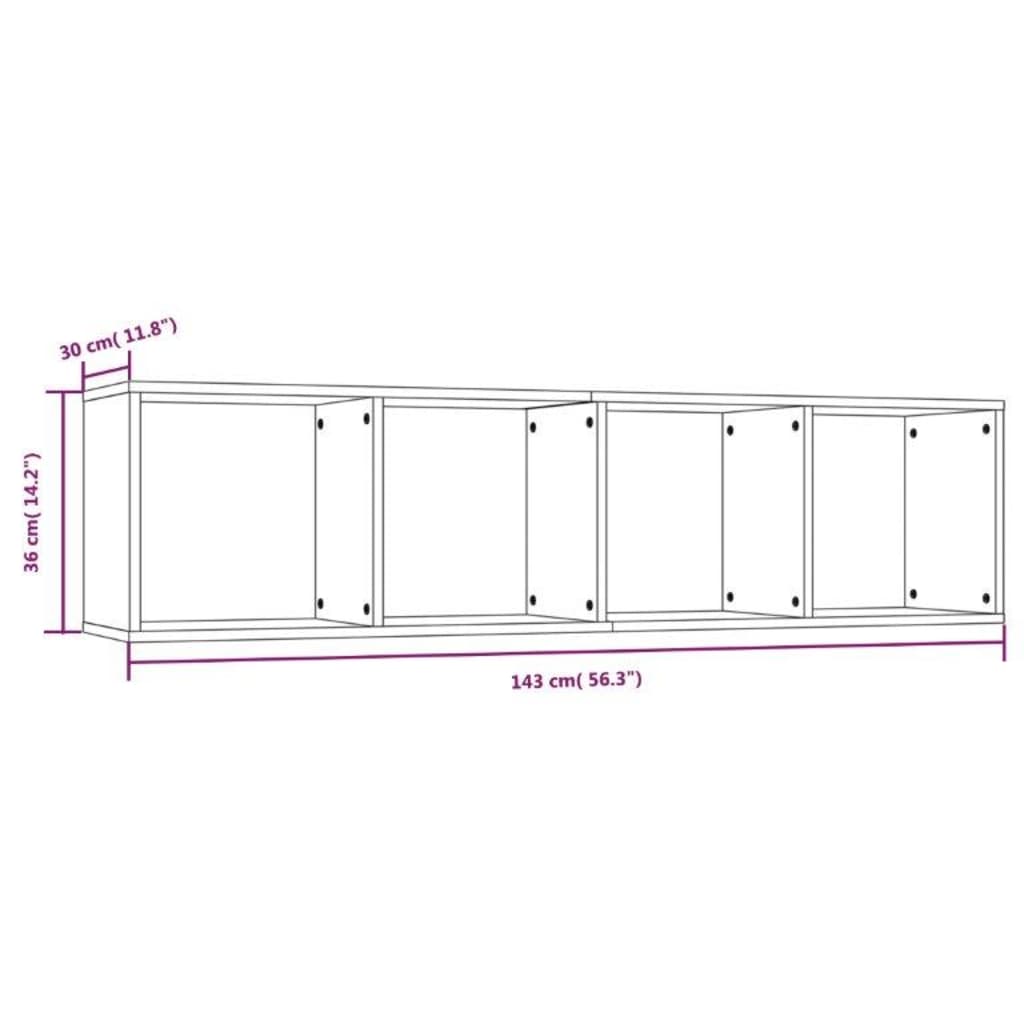 Boekenkast / tv-meubel 143x30x36 cm grijs sonoma eikenkleurig - AllerleiShop