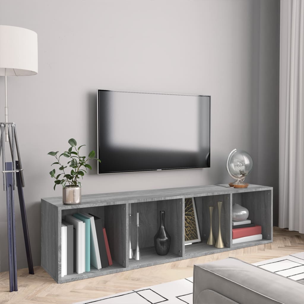 Boekenkast / tv-meubel 143x30x36 cm grijs sonoma eikenkleurig - AllerleiShop