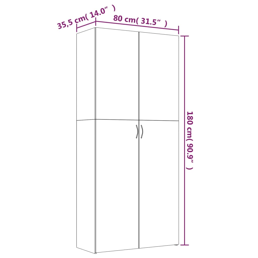 Schoenenkast 80x35,5x180 cm bewerkt hout gerookt eikenkleurig - AllerleiShop