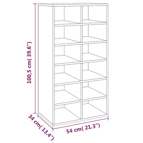 Schoenenrek 54x34x100,5 cm bewerkt hout gerookt eikenkleurig - AllerleiShop